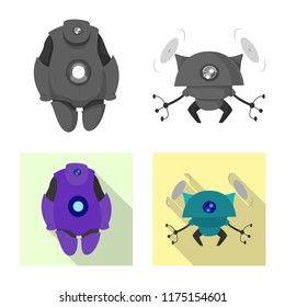 Vector design of robot and factory sign. Set of robot and space vector icon for stock.