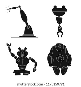 Vector design of robot and factory sign. Set of robot and space vector icon for stock.