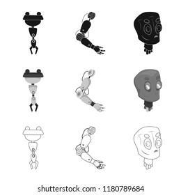Vector design of robot and factory sign. Collection of robot and space stock vector illustration.
