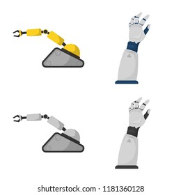 Vector design of robot and factory sign. Collection of robot and space vector icon for stock.