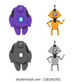 Vector design of robot and factory sign. Set of robot and space stock vector illustration.