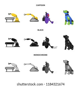 Vector design of robot and factory sign. Collection of robot and space vector icon for stock.