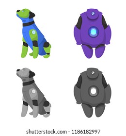 Vector design of robot and factory sign. Collection of robot and space vector icon for stock.