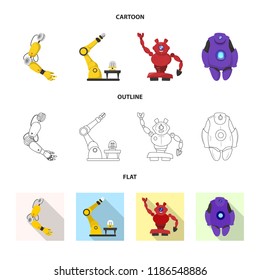 Vector design of robot and factory sign. Set of robot and space vector icon for stock.