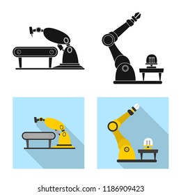 Vector design of robot and factory sign. Collection of robot and space stock vector illustration.