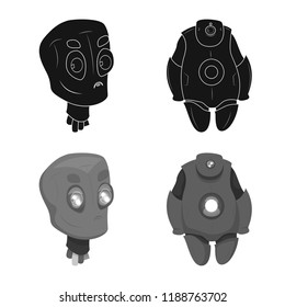 Vector design of robot and factory sign. Set of robot and space vector icon for stock.