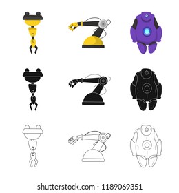 Vector design of robot and factory sign. Collection of robot and space stock vector illustration.