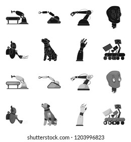 Vector design of robot and factory sign. Collection of robot and space stock vector illustration.