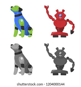 Vector design of robot and factory sign. Collection of robot and space stock vector illustration.