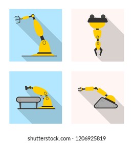 Vector design of robot and factory sign. Set of robot and space stock symbol for web.
