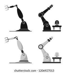 Vector design of robot and factory sign. Collection of robot and space stock vector illustration.