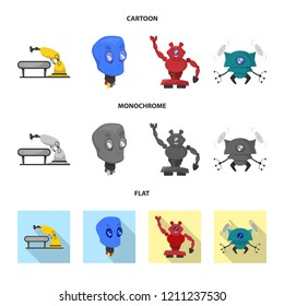 Vector design of robot and factory sign. Collection of robot and space vector icon for stock.