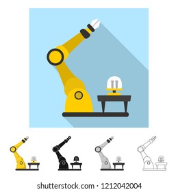 Vector design of robot and factory sign. Set of robot and space stock vector illustration.