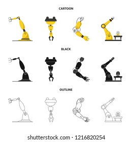 Vector design of robot and factory sign. Collection of robot and space vector icon for stock.