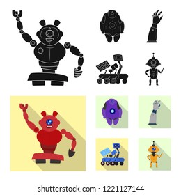 Vector design of robot and factory sign. Collection of robot and space stock vector illustration.