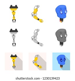 Vector design of robot and factory sign. Collection of robot and space stock vector illustration.