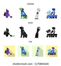 Vector design of robot and factory symbol. Collection of robot and space stock symbol for web.
