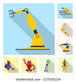 Vector design of robot and factory symbol. Collection of robot and space vector icon for stock.