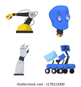 Vector design of robot and factory symbol. Collection of robot and space stock vector illustration.