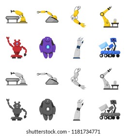 Vector design of robot and factory symbol. Collection of robot and space vector icon for stock.