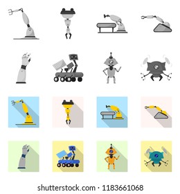 Vector design of robot and factory symbol. Set of robot and space vector icon for stock.