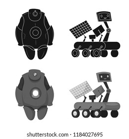 Vector design of robot and factory symbol. Set of robot and space vector icon for stock.