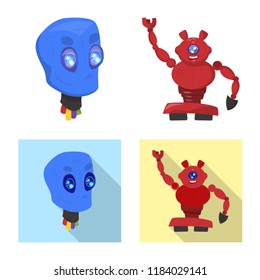 Vector design of robot and factory symbol. Collection of robot and space vector icon for stock.