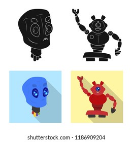 Vector design of robot and factory symbol. Set of robot and space stock vector illustration.