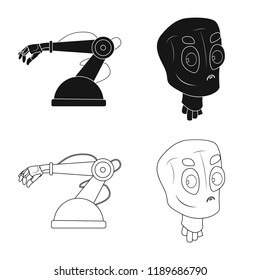 Vector design of robot and factory symbol. Collection of robot and space vector icon for stock.