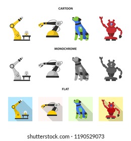 Vector design of robot and factory symbol. Set of robot and space vector icon for stock.