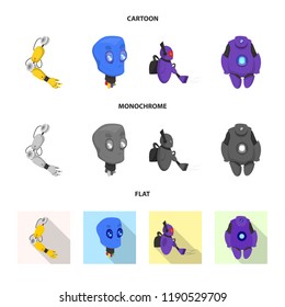 Vector design of robot and factory symbol. Collection of robot and space vector icon for stock.