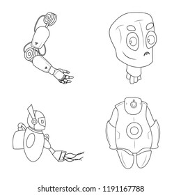 Vector design of robot and factory symbol. Set of robot and space vector icon for stock.