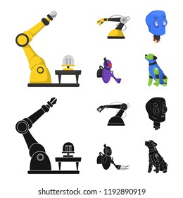 Vector design of robot and factory symbol. Set of robot and space stock vector illustration.