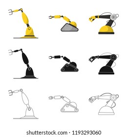 Vector design of robot and factory symbol. Set of robot and space stock symbol for web.