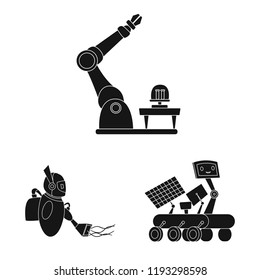 Vector design of robot and factory symbol. Collection of robot and space stock vector illustration.