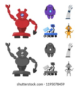 Vector design of robot and factory symbol. Collection of robot and space stock symbol for web.