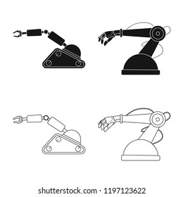 Vector design of robot and factory symbol. Collection of robot and space stock vector illustration.