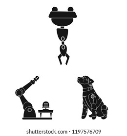 Vector design of robot and factory symbol. Set of robot and space vector icon for stock.