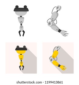 Vector design of robot and factory symbol. Collection of robot and space stock symbol for web.