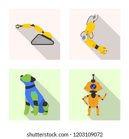 Vector design of robot and factory symbol. Collection of robot and space stock symbol for web.
