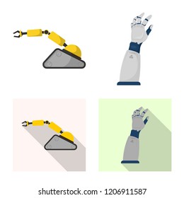 Vector design of robot and factory symbol. Set of robot and space stock vector illustration.