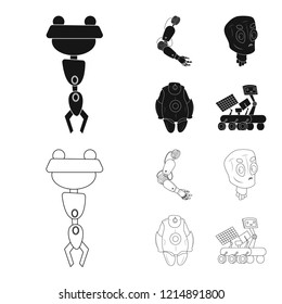 Vector design of robot and factory symbol. Collection of robot and space vector icon for stock.