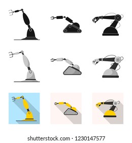 Vector design of robot and factory symbol. Set of robot and space vector icon for stock.