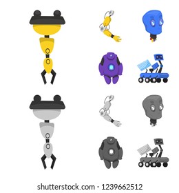 Vector design of robot and factory symbol. Set of robot and space vector icon for stock.
