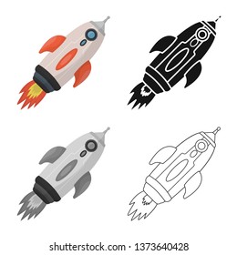 Vector design of rocket and launch  icon. Collection of rocket and spaceship vector icon for stock.