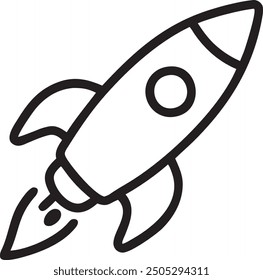 Vector design of a rocket, logo, line art, low details, black on white background, designed on Adobe Illustrator