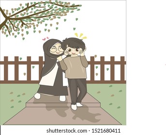 Vector design of romantic and funny cartoon men and women