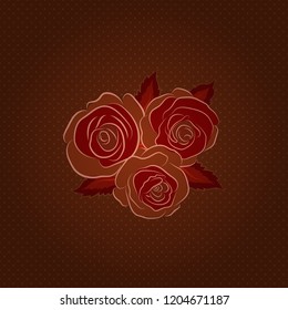 Vector design. Romantic seamless pattern with watercolor bouquet of abstract rose flowers and leaves in red, pink and brown colors. For backgrounds, textiles, wrapping papers, greeting cards.