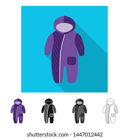 Vector design of rompers and clothing sign. Set of rompers and infant stock symbol for web.