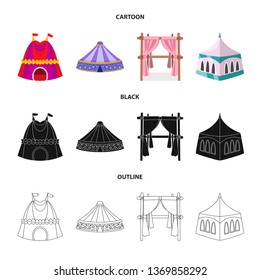 Vector design of roof and folding icon. Set of roof and architecture stock vector illustration.